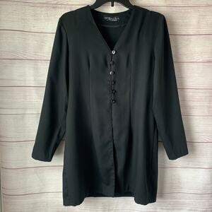 Chelsea Studio Long Black Blazer Jacket Cardigan Partial Button Size Small
